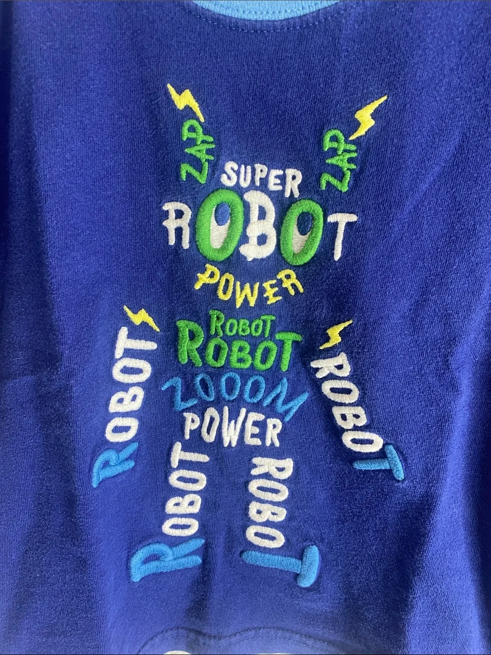 Vintage Gymboree Blue Short Sleeve Robot Embroidered Tee T shirt